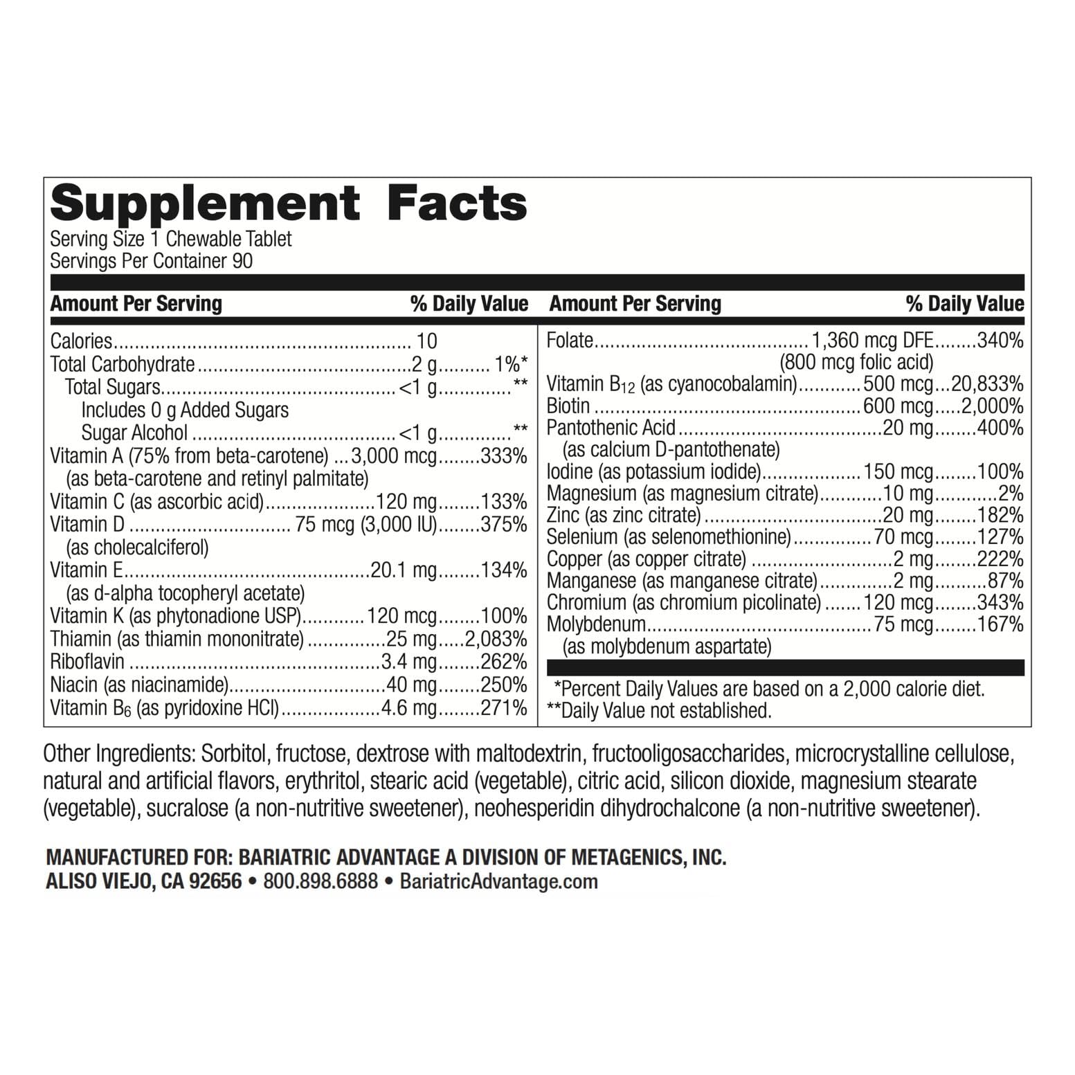 Front view of Bariatric Advantage Ultra Solo bottle highlights citrus flavor and single-daily dosing