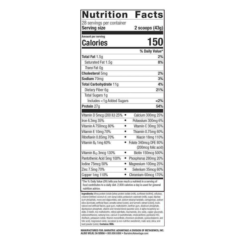 Bariatric Advantage whey protein isolate 27g per serving strawberry for muscle support