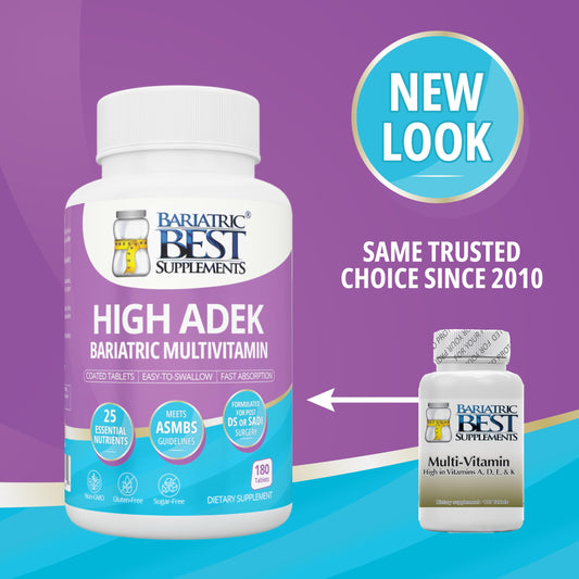 Closeup of High ADEK tablets from Bariatric Best Supplements