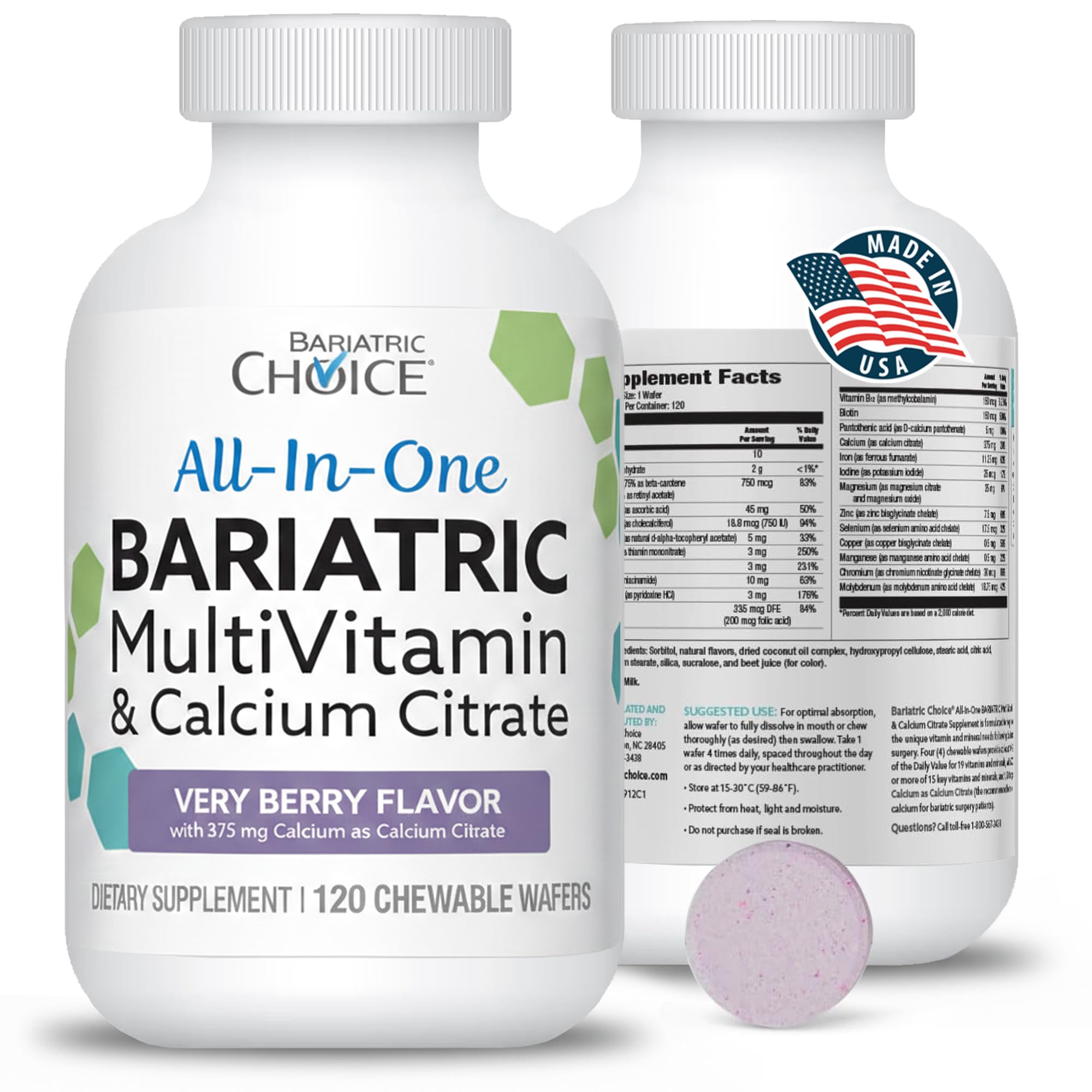 120-count Bariatric Choice bottle resting on a clean kitchen surface.