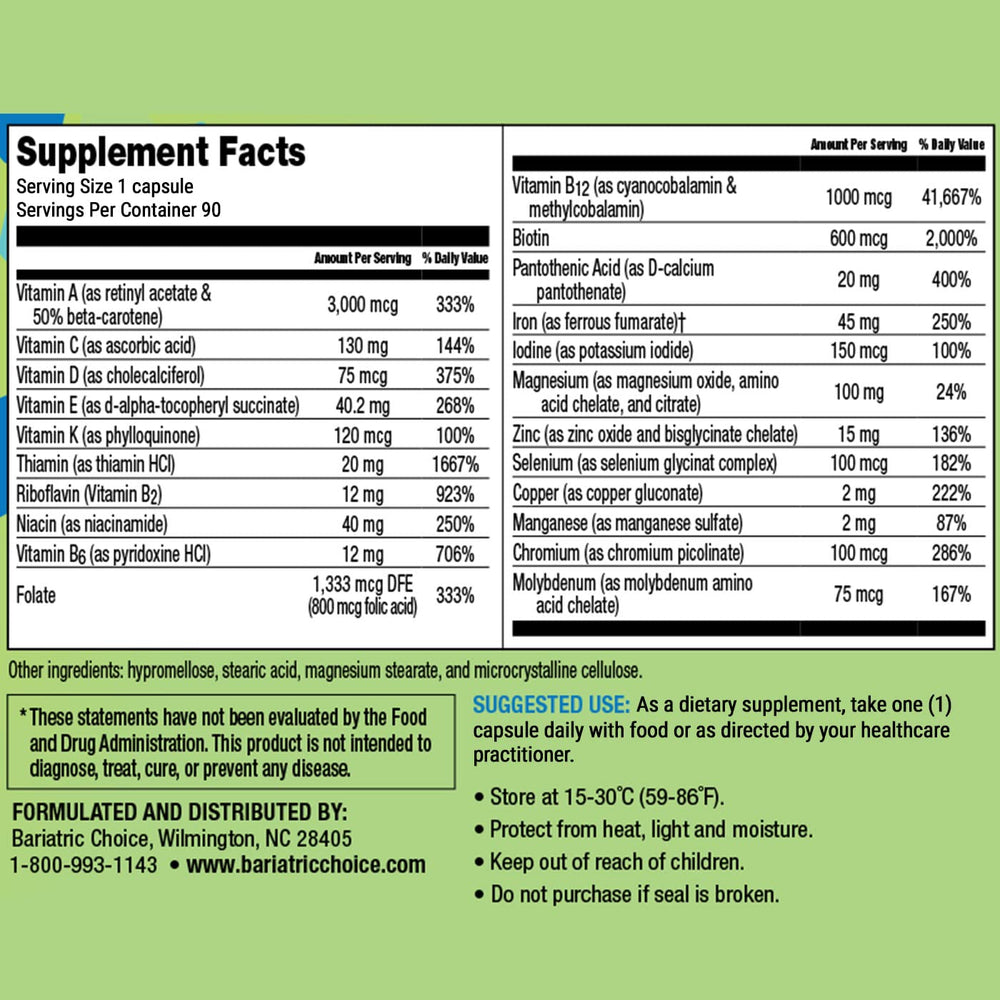 Bariatric Choice packaging showing gluten-free and lactose-free claims.
