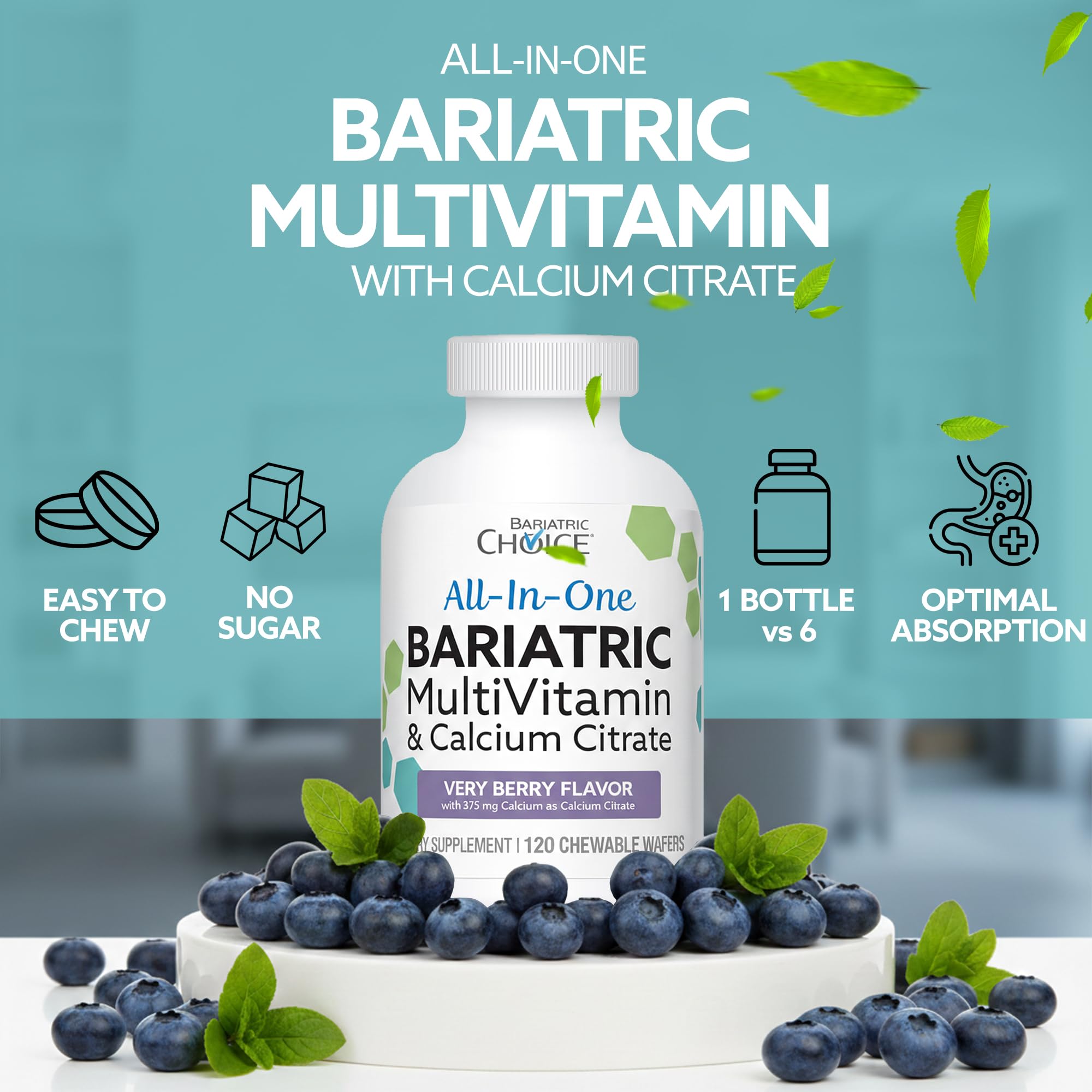 Very Berry flavored Bariatric Choice chews support convenient post-surgery routines.