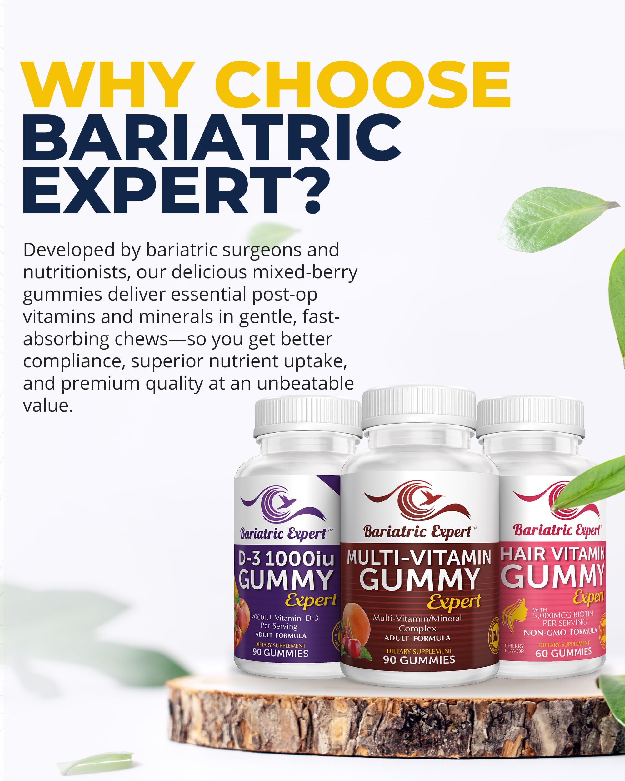 Packaging and ingredients from Bariatric Food Expert highlighting the vitamin blend.