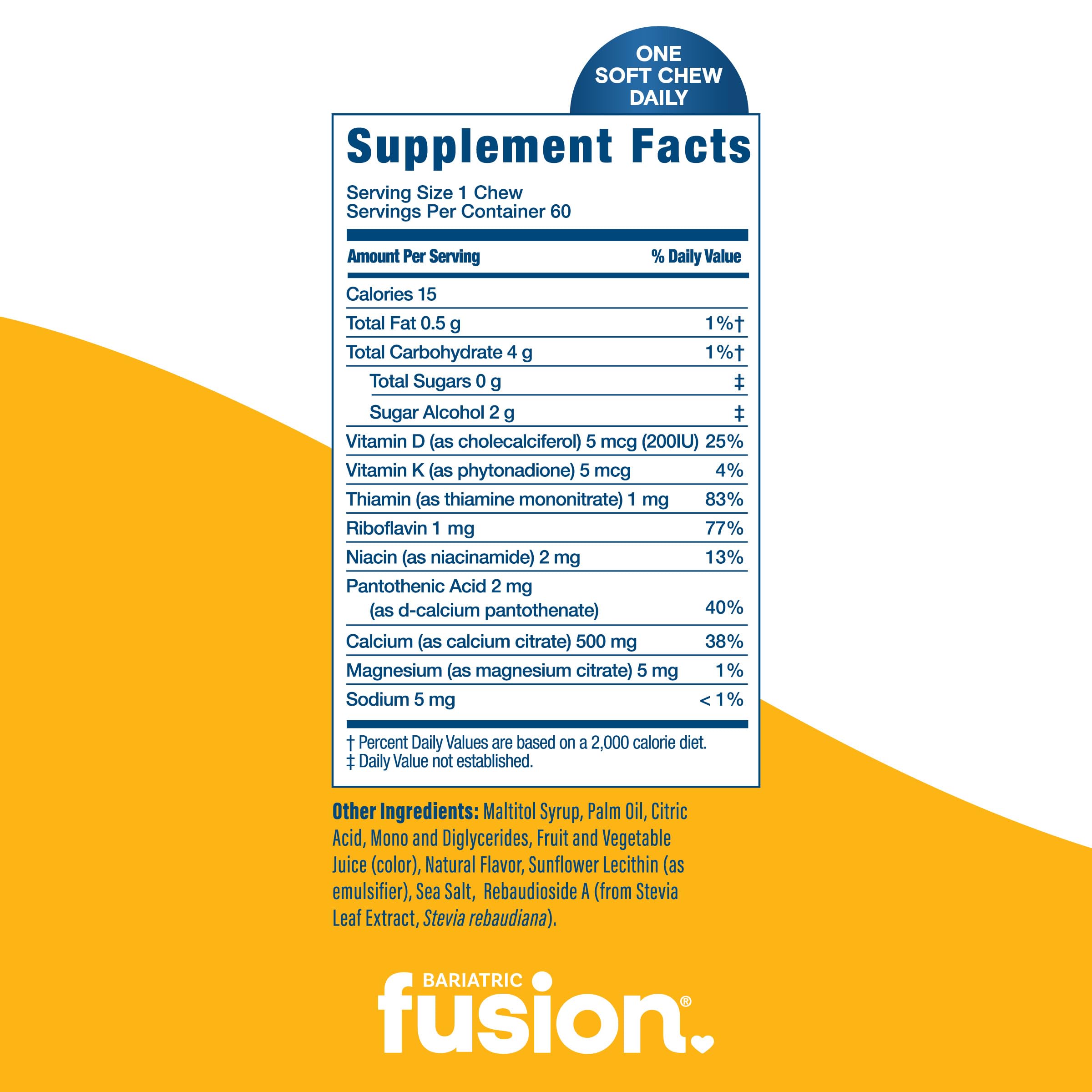 Bariatric Fusion gluten-free and kosher calcium chews for sensitive diets.