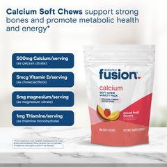 Kitchen-counter scene with Bariatric Fusion calcium chews and water
