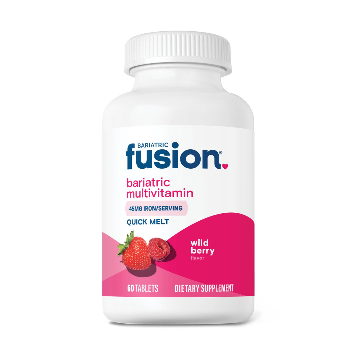 Bariatric Fusion quick-melt multivitamin in wild berry flavor for easy daily use.