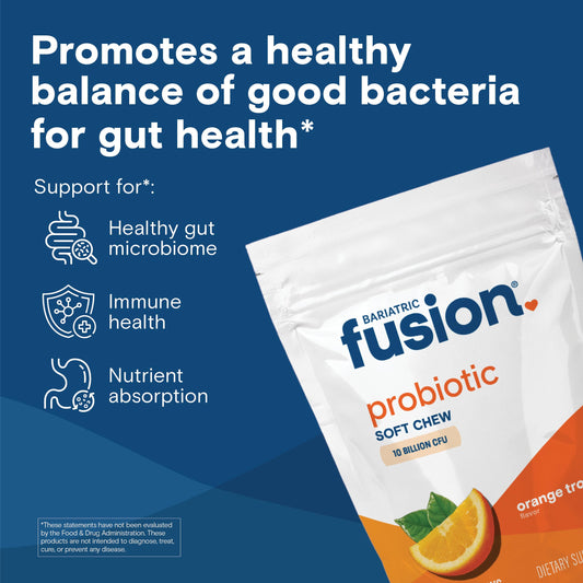 Close-up texture of Bariatric Fusion probiotic soft chew for easy chewing