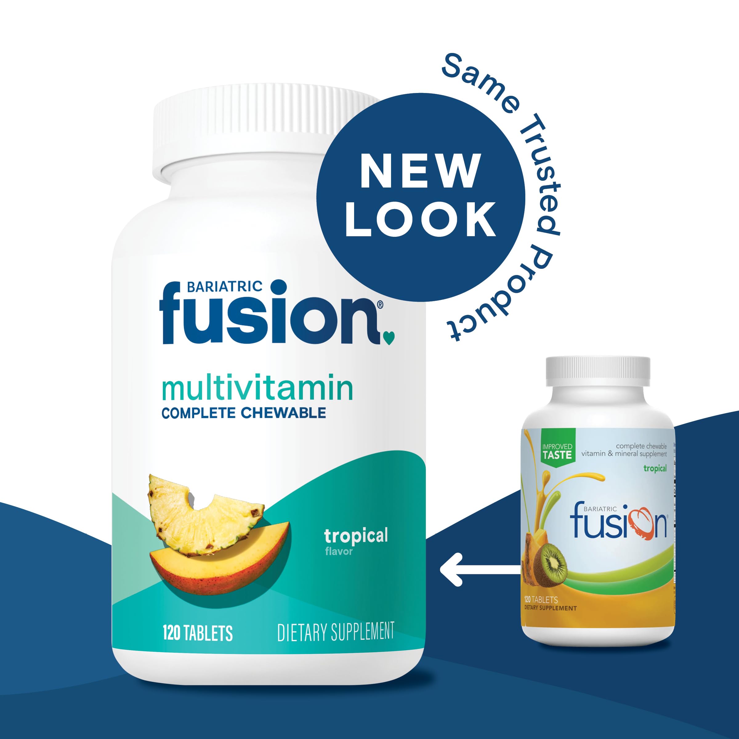 Bariatric Fusion bottle on shelf demonstrates convenient one-month supply