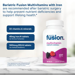 Bariatric Fusion bottle opened for easy daily four-tablet regimen.