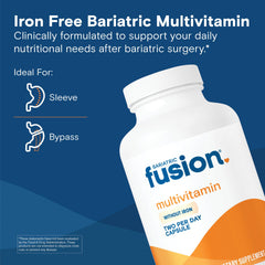 Bariatric Fusion capsules inside highlight a two-capsule daily regimen.