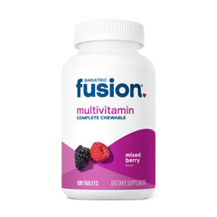 Bariatric Fusion complete chewable multivitamin bottle for post-surgery nutrition.