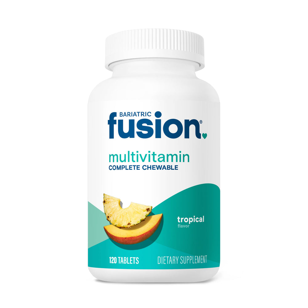 Bariatric Fusion complete multivitamin with iron chewable bottle front for convenient post-surgery nutrition