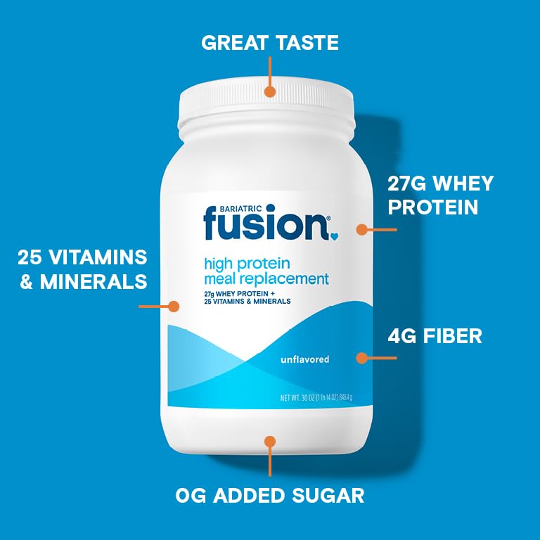 Bariatric Fusion creamy shake texture emphasizes smooth, palatable meal replacement.