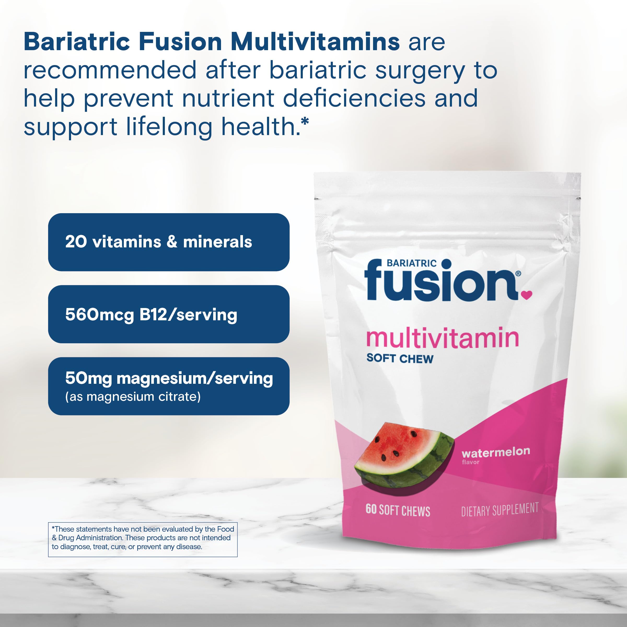 Bariatric Fusion Delicious watermelon flavored bariatric vitamin chew.