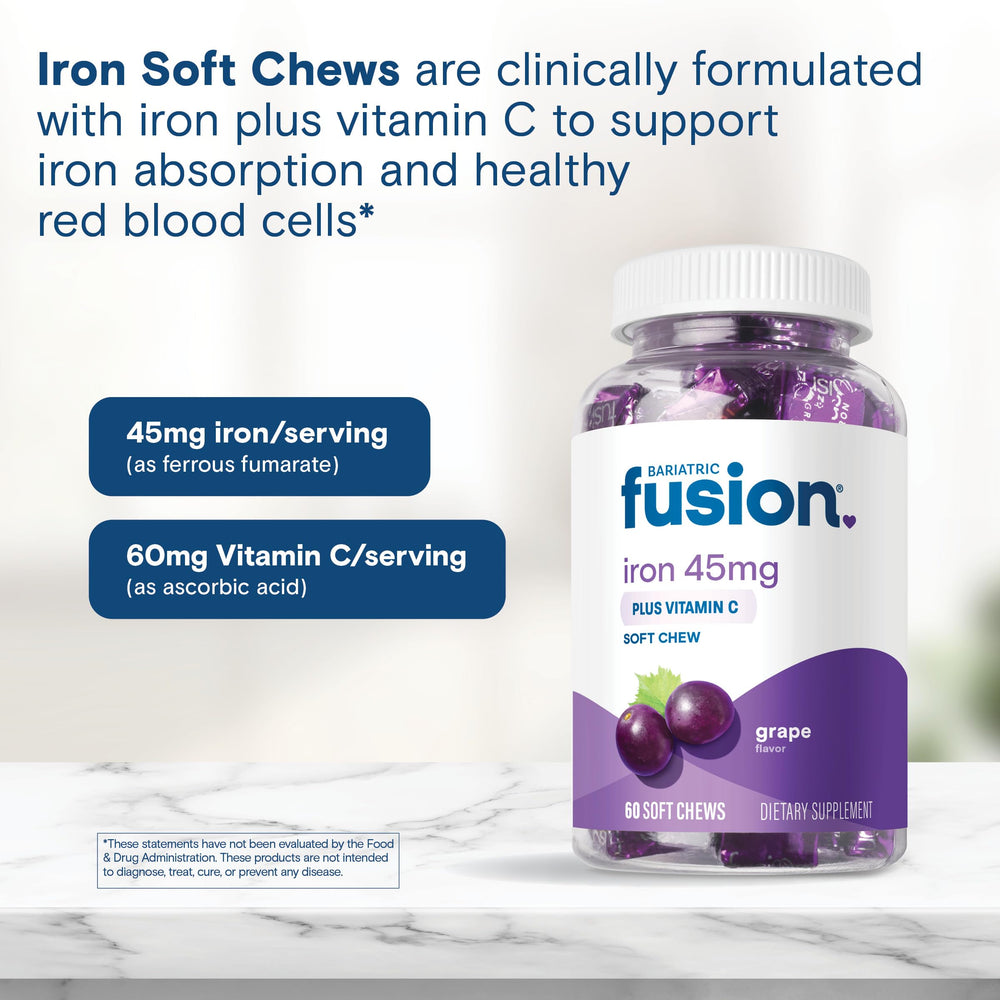 Gluten free Bariatric Fusion iron chews labeled for sensitive stomachs