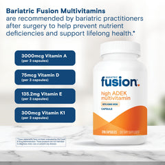 Easy-to-swallow Bariatric Fusion ADEK capsules on a clean surface.