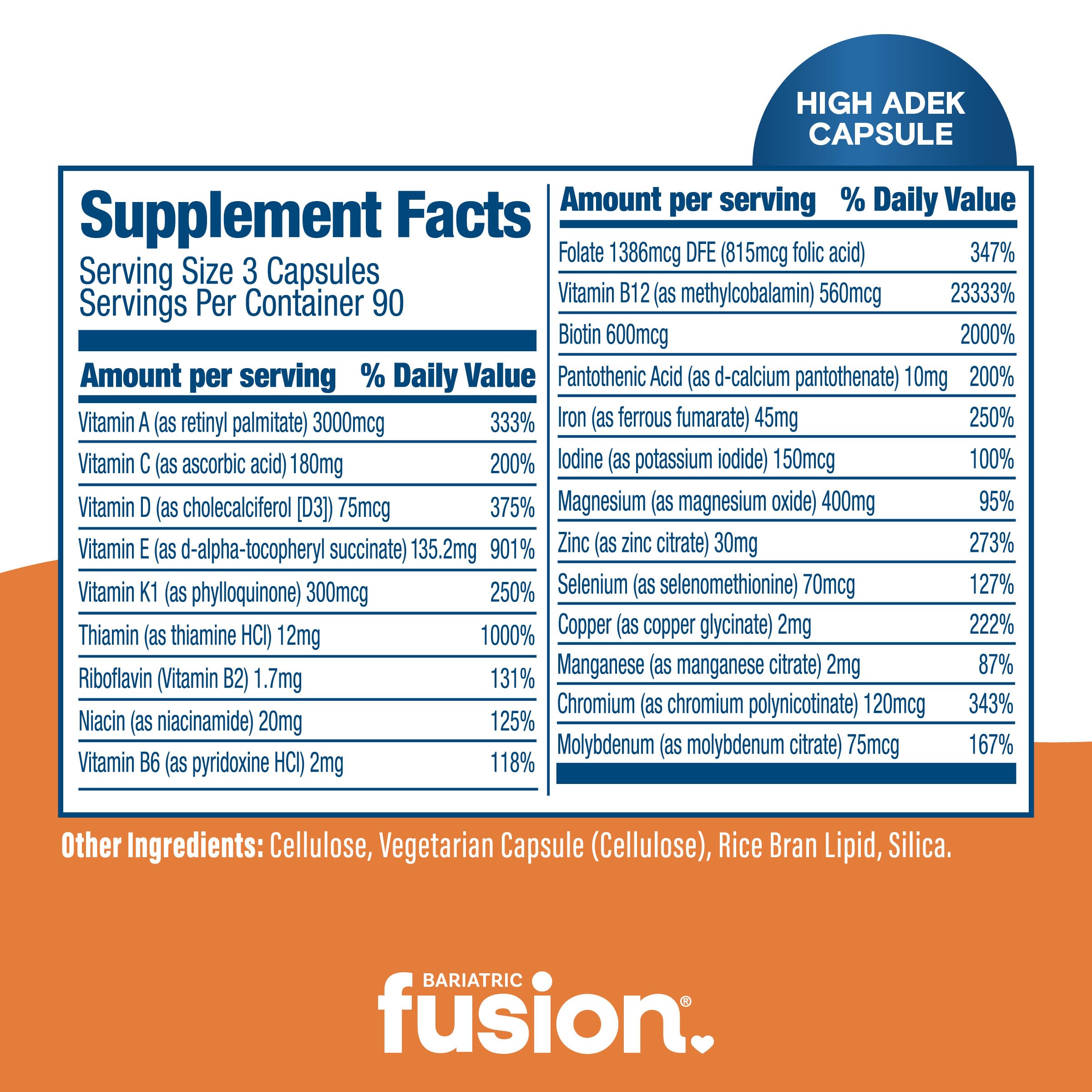 Iron 45mg capsules from Bariatric Fusion for daily mineral support.