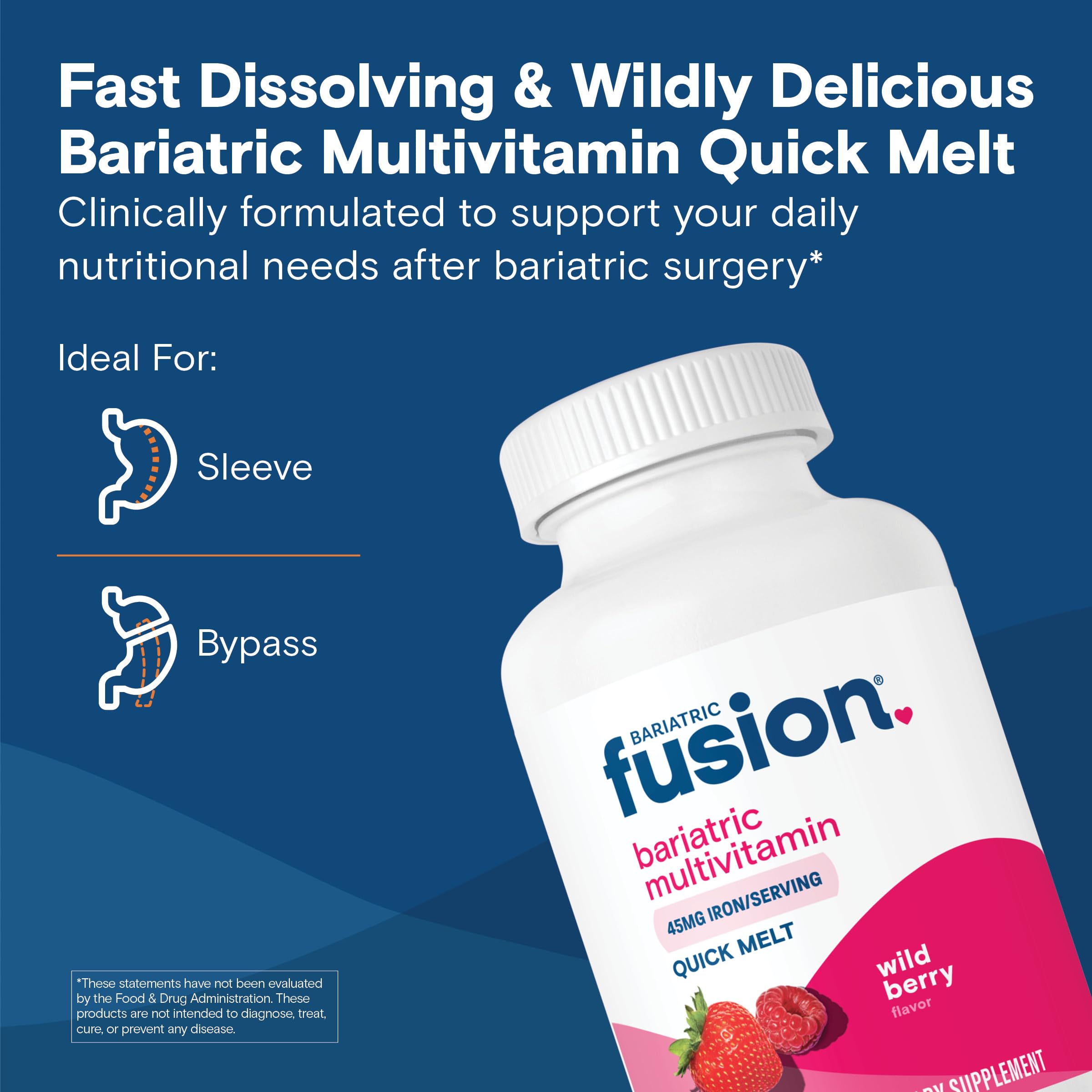 Bariatric Fusion iron 45mg fast-dissolving tablet supports post-surgery nutrition.