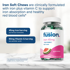 Bariatric Fusion 60-count bottle label conveys on-schedule daily iron intake.
