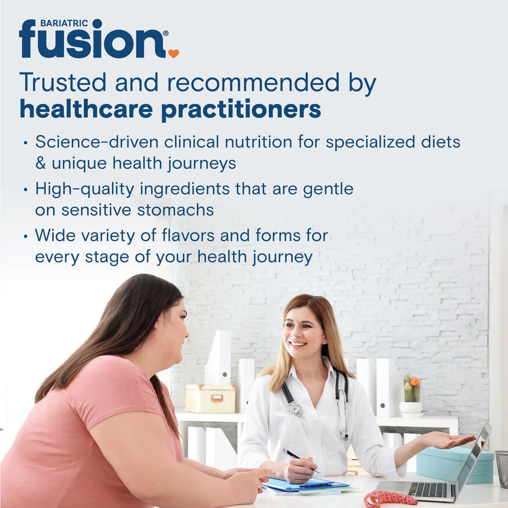 Bariatric Fusion bottle close-up showing tablet texture