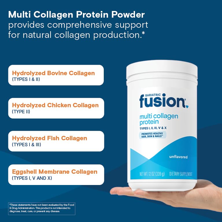 Bariatric Fusion unflavored collagen powder poured into water for mixing