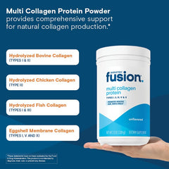 Bariatric Fusion unflavored collagen powder poured into water for mixing