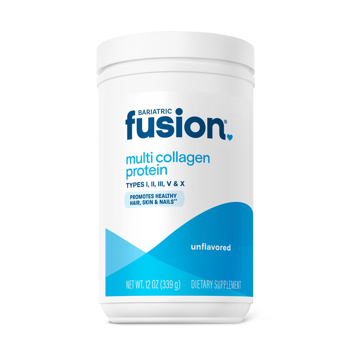 Bariatric Fusion unflavored multi collagen powder bottle front supports daily joint health