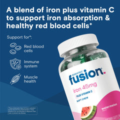 Bariatric Fusion Watermelon Iron Soft Chews close-up highlights a candy-like texture.