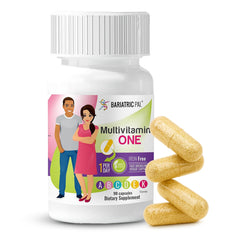 Close-up of BariatricPal Multivitamin One capsule, showcasing easy-to-swallow design.