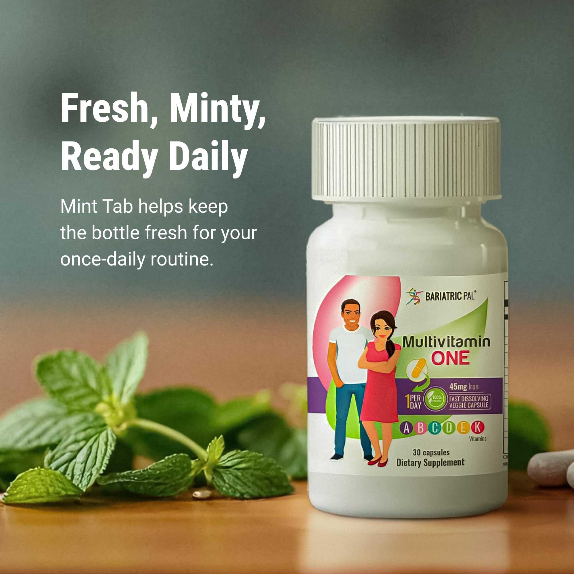 BariatricPal Multivitamin ONE ready-to-swallow capsules in bottle.