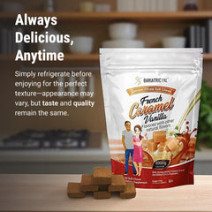 Close-up of caramel vanilla flavor on BariatricPal calcium citrate soft chew