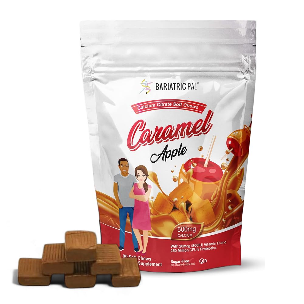 BariatricPal sugar-free calcium citrate soft chews 90-count package for post-surgery support.