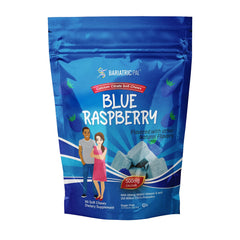 BariatricPal blue raspberry calcium citrate soft chews bottle close-up for post-surgery bone support.