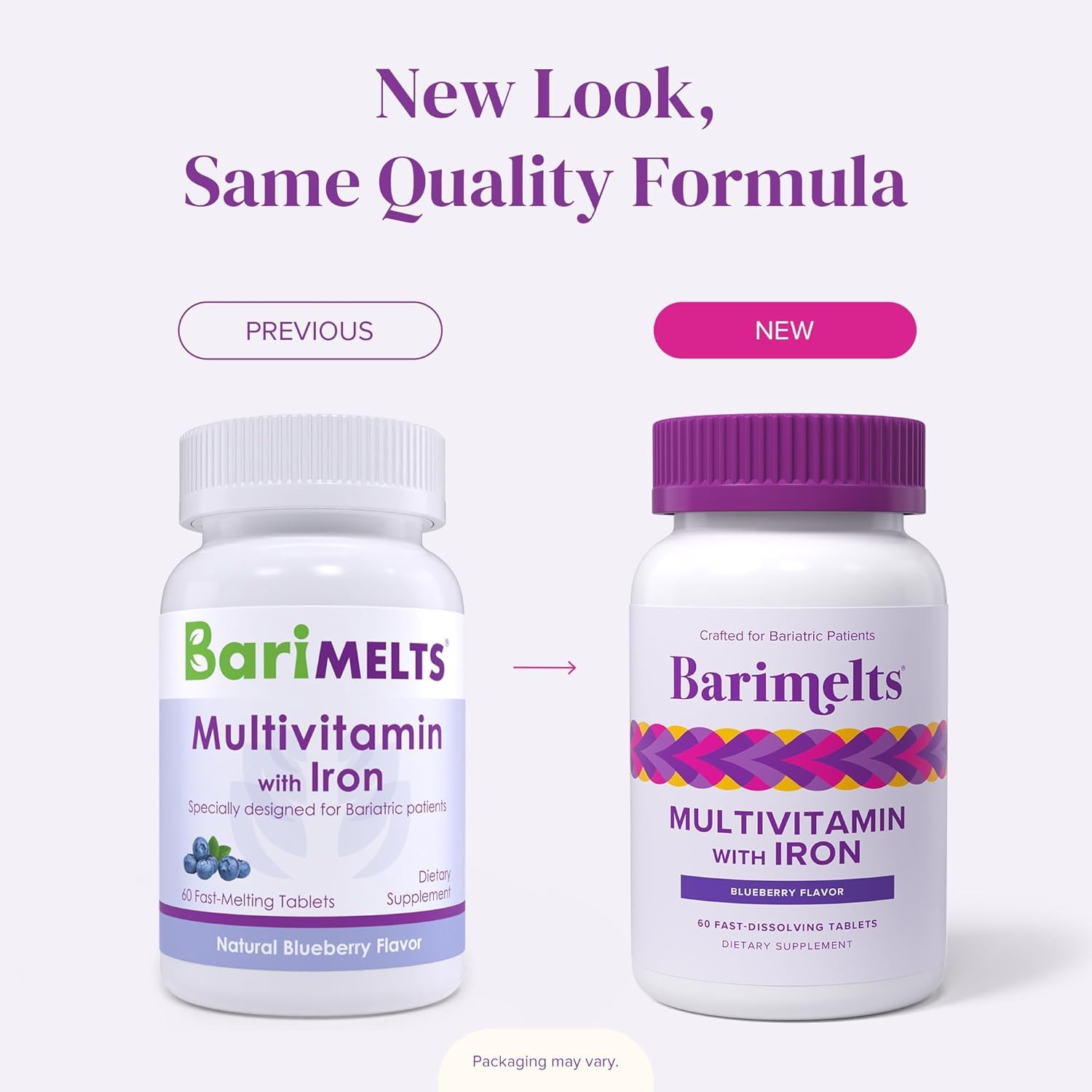 Barimelts packaging highlights gluten-free, dairy-free, non-GMO formulation