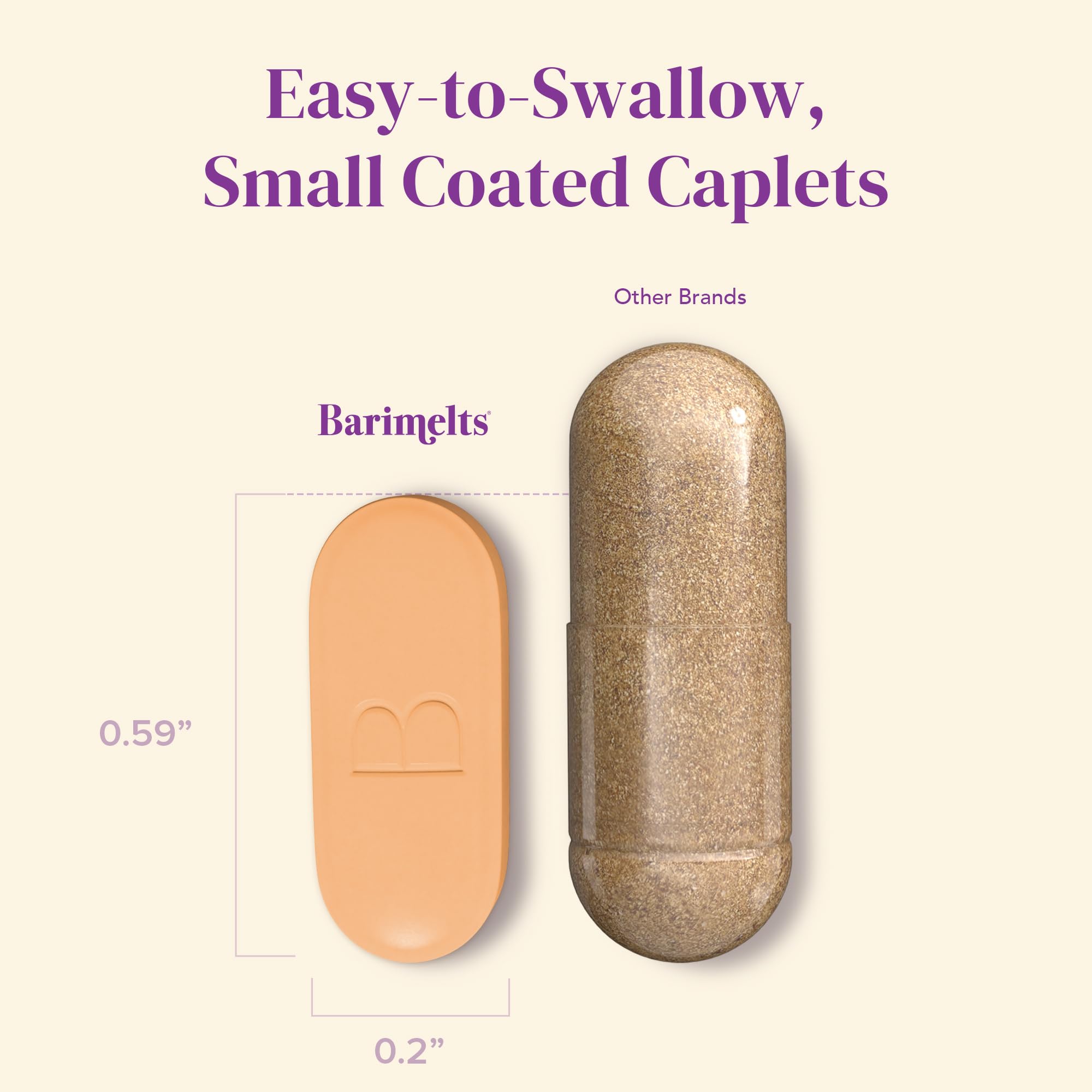 Barimelts HMB Muscle Shield smooth-coated caplets emphasizing gentle stomach comfort.