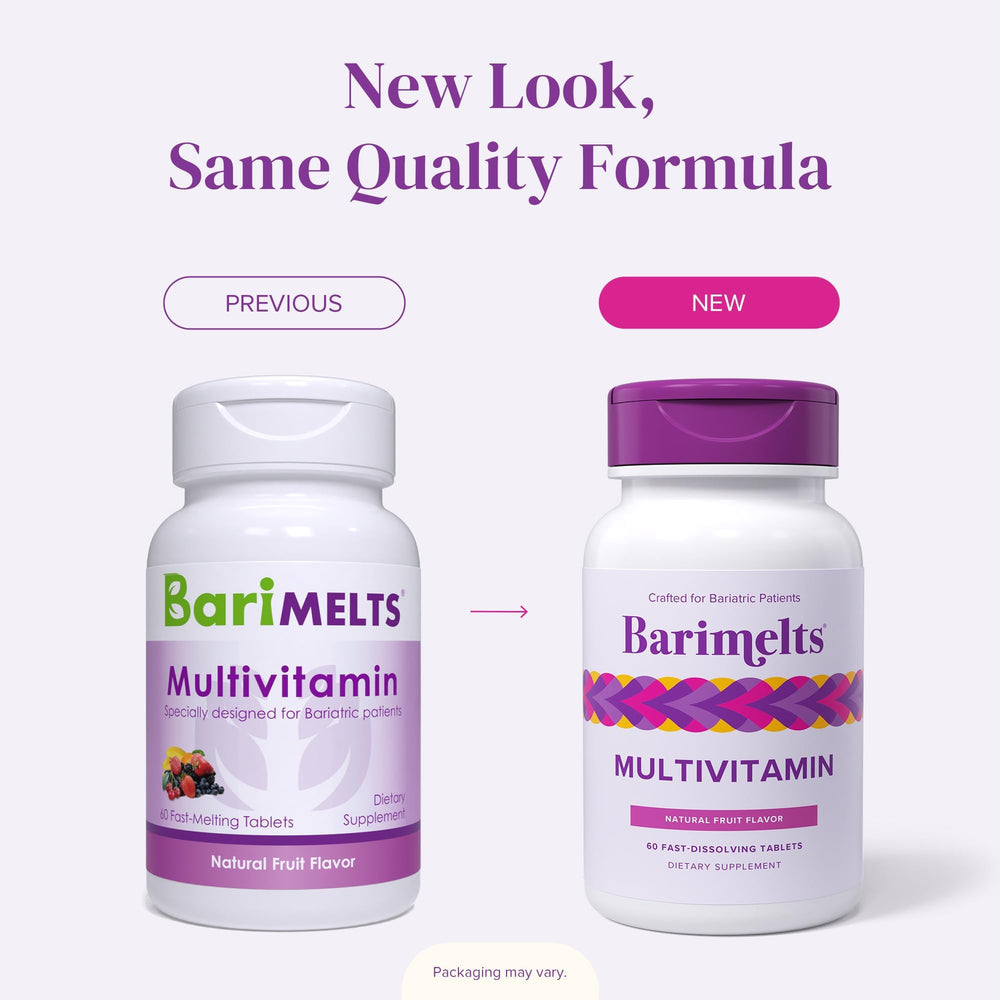 Sugar-free label on BariMelts bottle highlighting suitability