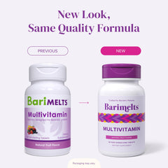 Sugar-free label on BariMelts bottle highlighting suitability