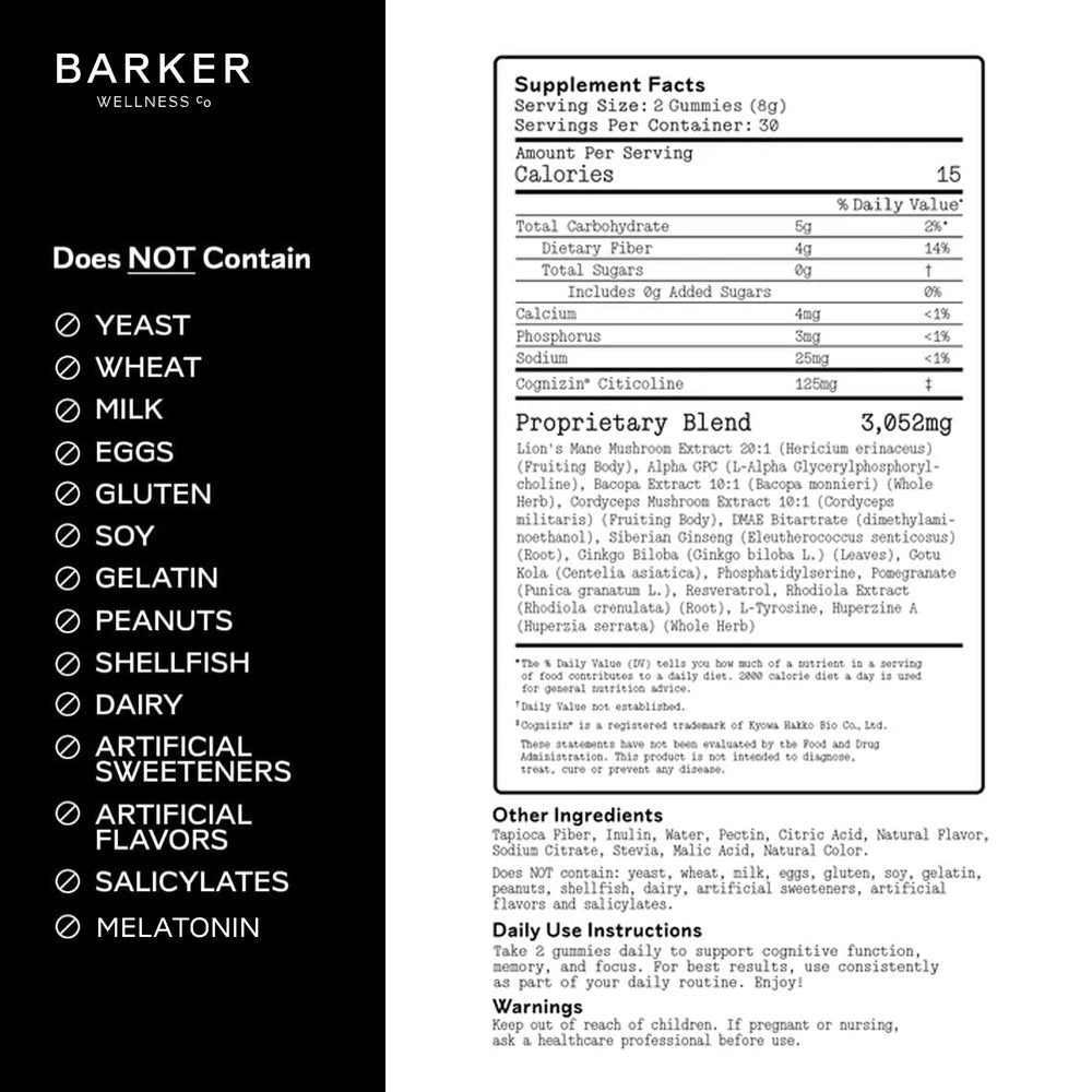Barker Wellness Passion Fruit Watermelon gummies evoke refreshing cognitive uplift