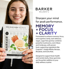 USA-made badge on Barker Wellness Mushroom Adaptogen Gummies packaging