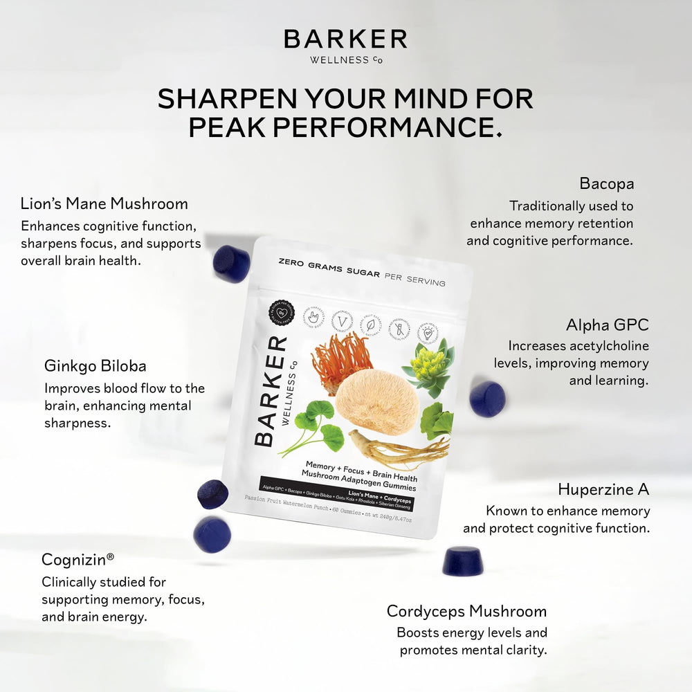 Vegan and sugar-free Barker Wellness gummies offer clean energy support