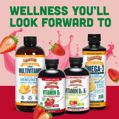 Barlean's pink lemonade liquid being stirred into yogurt for versatility.