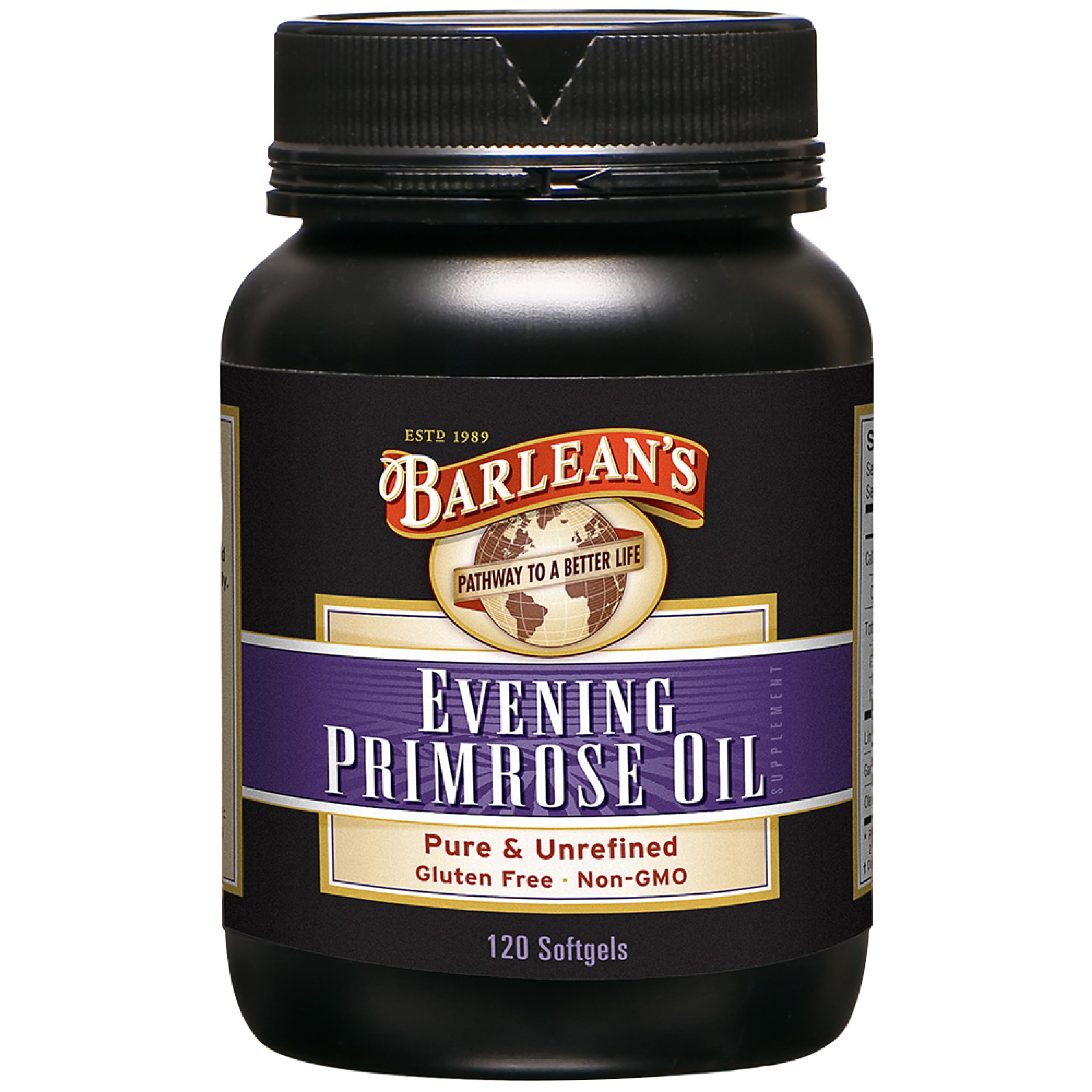 Barlean's Evening Primrose Oil bottle on shelf signaling skin and immune support