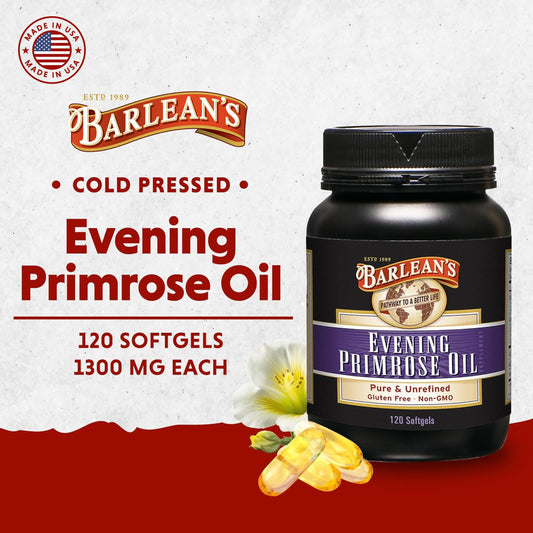 Barlean's EPO capsules poured for everyday omega-6 intake