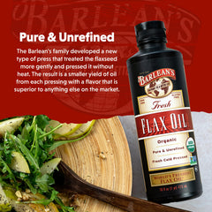 Barlean's flaxseed oil used in salad dressing for a light nutty flavor