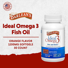 Barlean's Ideal Omega-3 Softgels pour illustrates easy on-the-go omega-3 intake.
