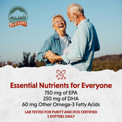 Barlean's ideal omega-3 origin from wild-caught pollock supports potent 1000 mg per serving.