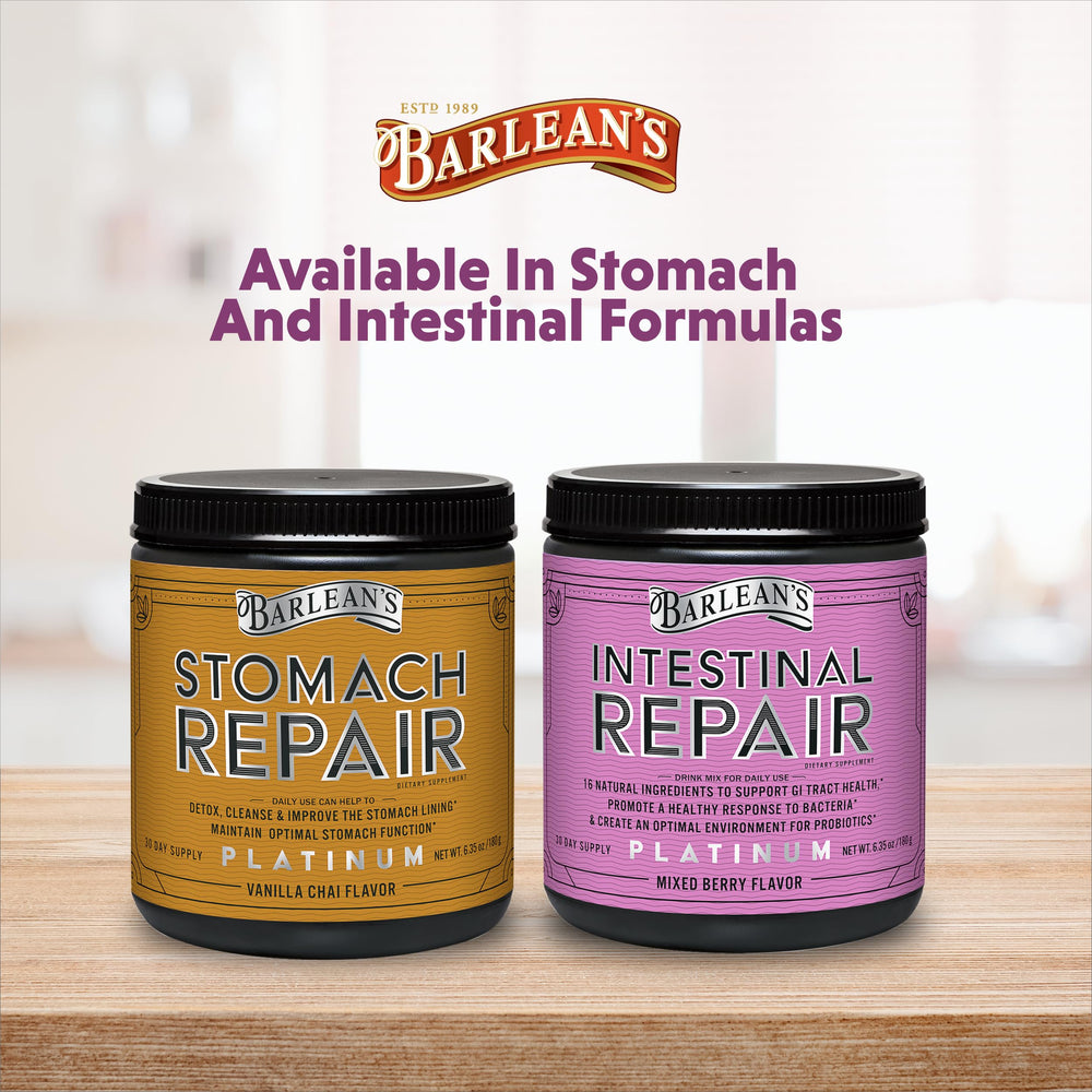Barlean's Intestinal Repair made in the USA, a trusted gut health option.
