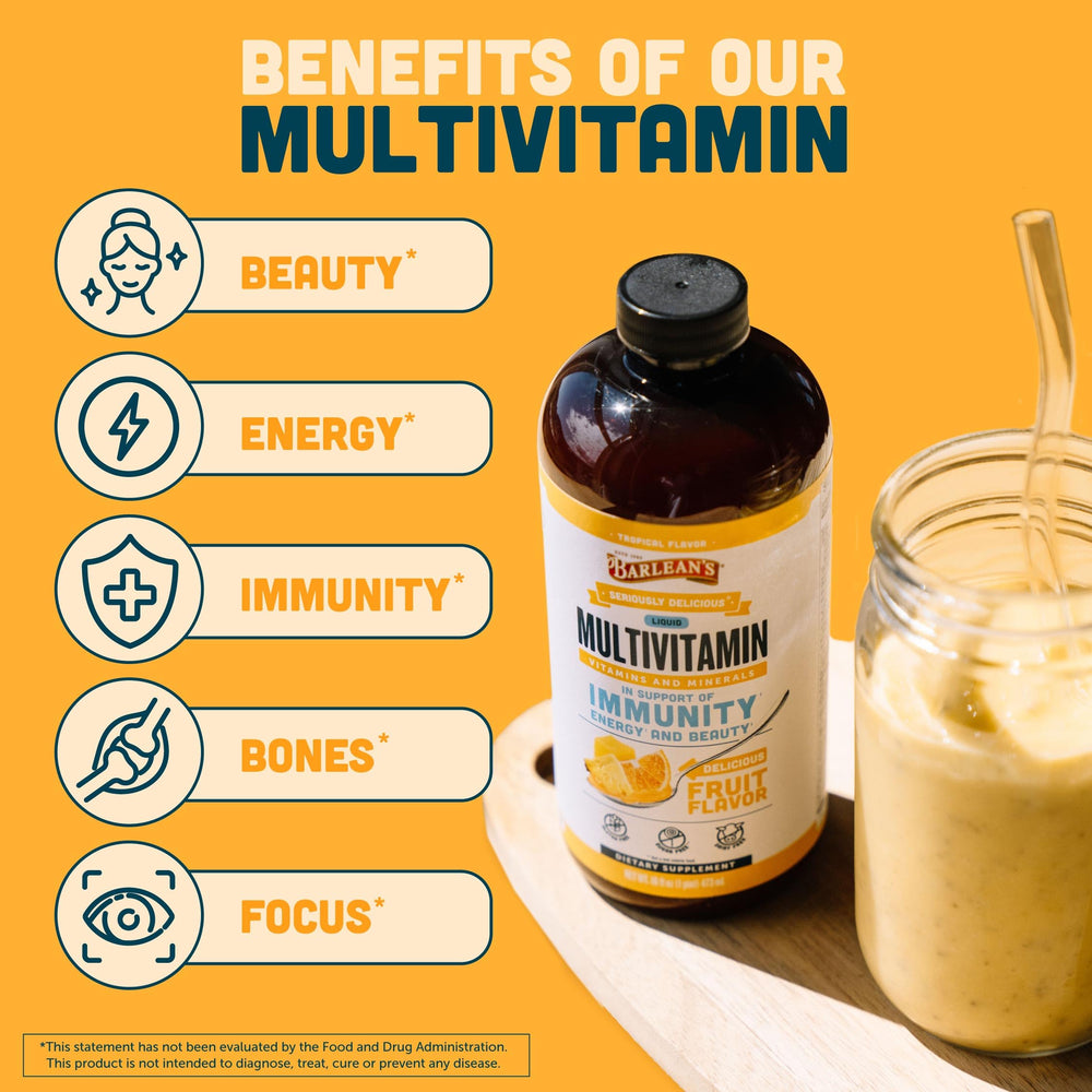 Barlean's Liquid Multivitamin highlighting D3 and K2 for balanced daily intake