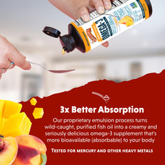 Non-GMO Barlean's Omega-3 bottle labeled dairy-free and sugar-free.