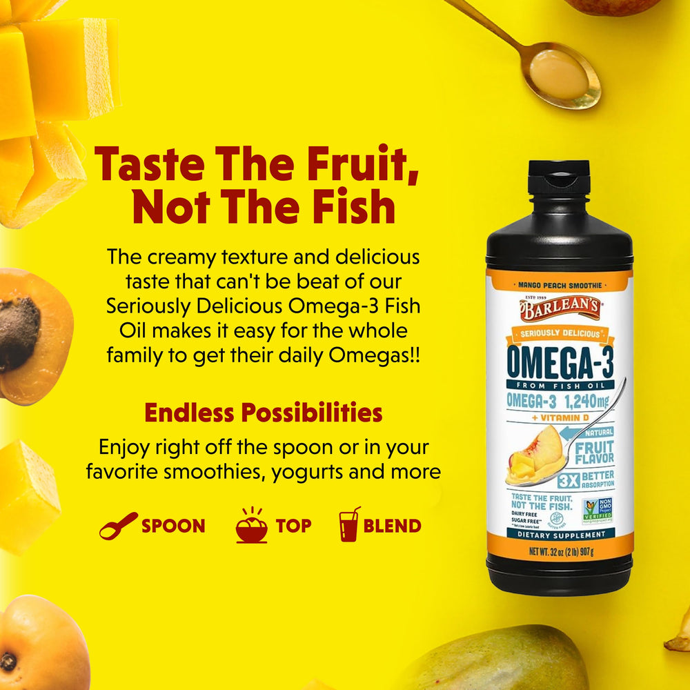 Creamy emulsified texture of Barlean's Omega-3 enhances digestion.